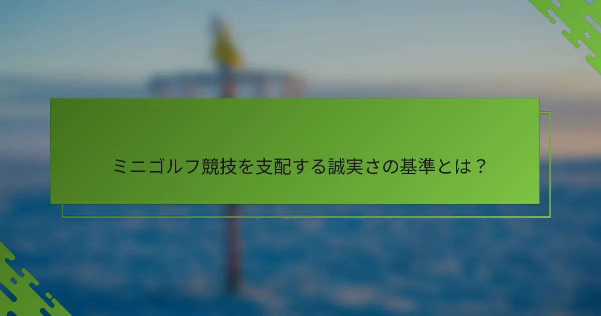ミニゴルフ競技を支配する誠実さの基準とは？