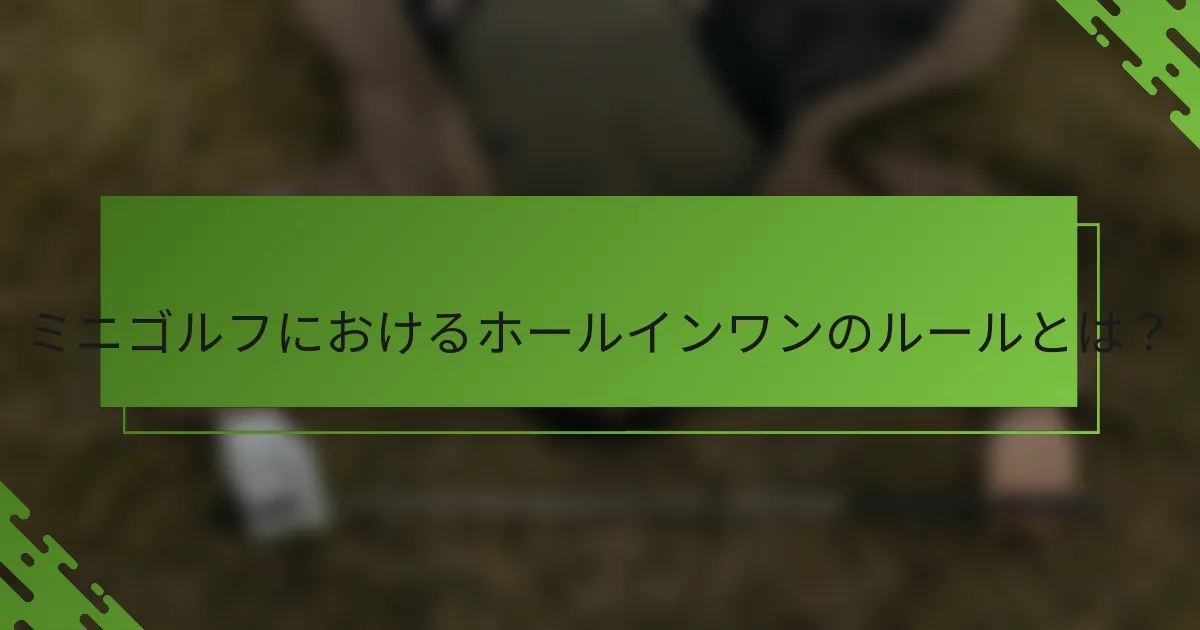 ミニゴルフにおけるホールインワンのルールとは？
