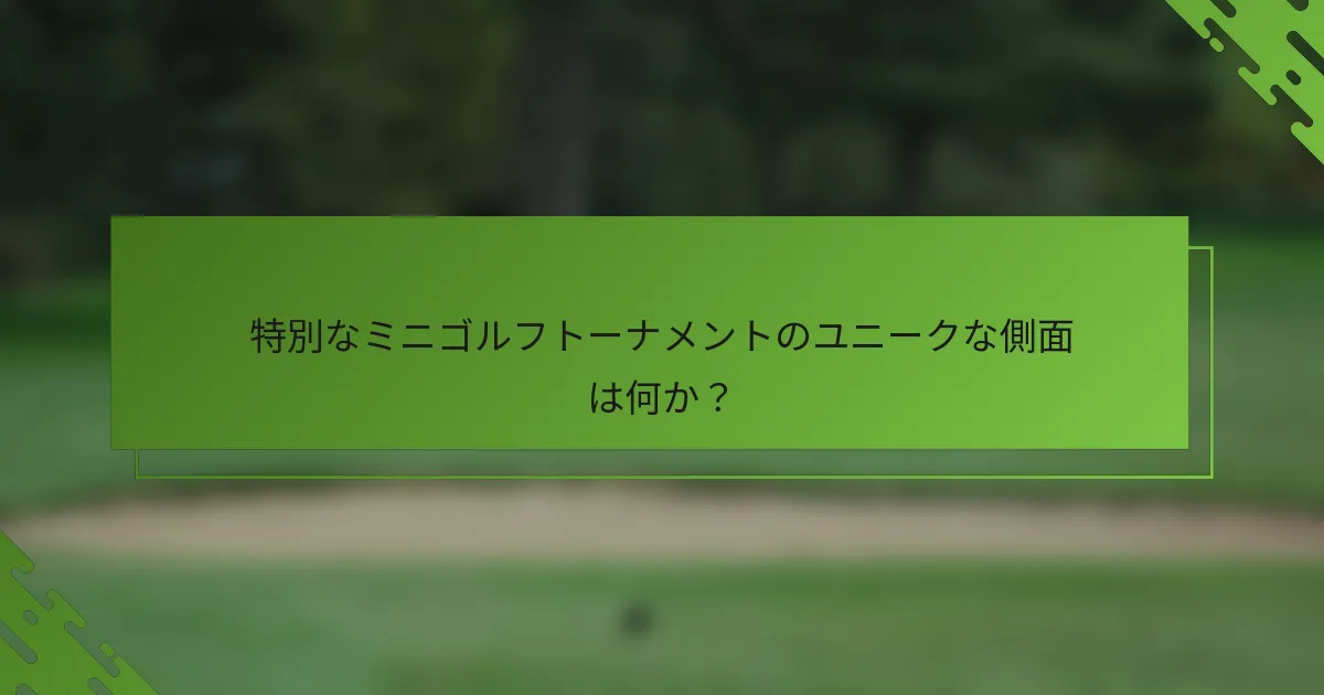 特別なミニゴルフトーナメントのユニークな側面は何か？
